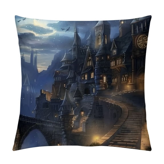 Patifu Fantasy Art Graphic Decorative Cotton Linen Throw Pillow Cover for Home Couch Living Room Bed Sofa 24x24in