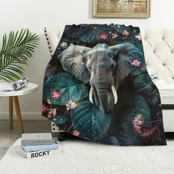 Patifu Fantasy Elephant Butterfly Blanket Elephant Gifts for Women Girls Super Warm Soft Cozy Elephant Throw Blanket Plush Flannel Blanket for Kids Adults Bed Birthday Gifts 50"X60" White