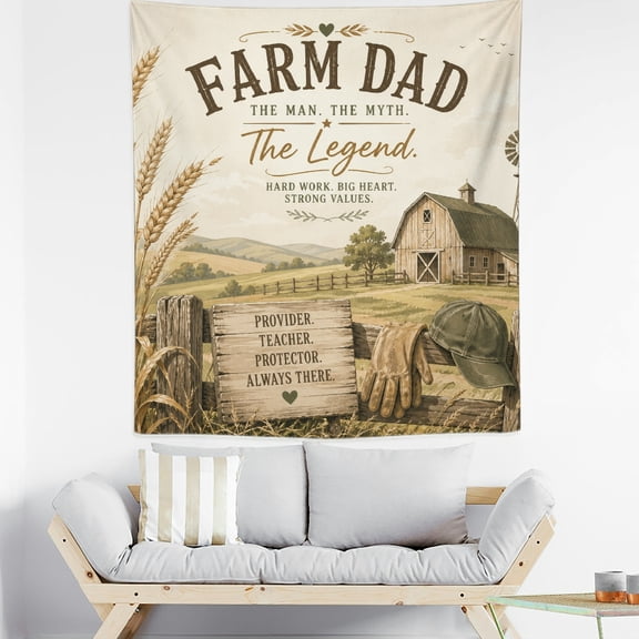Patifu Farm Dad Artwork Polyester Tapestry Vertical Wall Hanging for Bedroom Living Room Dorm 50*60in