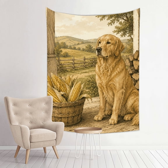 Patifu Farm Dad Tractor Wheat Rustic Vertical Polyester Tapestry Wall Hanging for Bedroom Living Room Dorm 30*40in