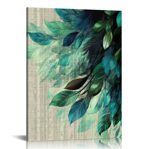 Patifu Feathers Leaves Generative Art Canvas Prints Wall Art for Living Room Bedroom Home Office Decor 12x16 in