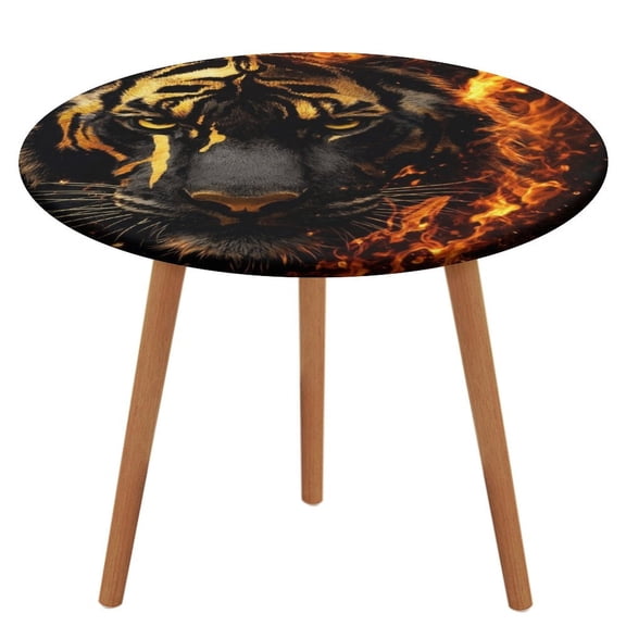 Patifu Fierce Tiger in Flames Waterproof Oil-Proof Table Cloth, Wipeable Spill-Proof Table Cover for Dining Table, Heavy Duty Durable Tablecloth for Kitchen, Party, Picnic, Home Decor