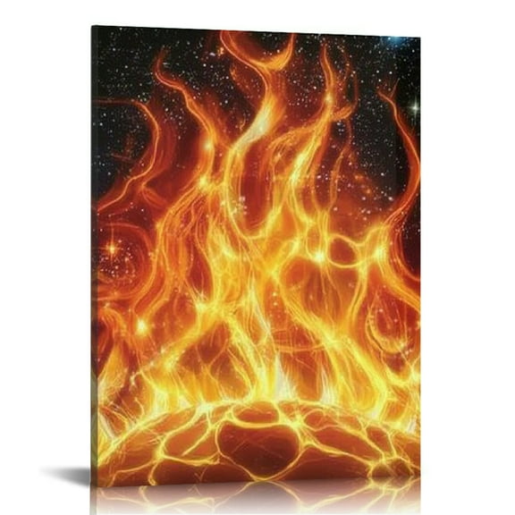 Patifu Fire Flames Stars Canvas Wall Art for Living Room Bedroom 16x20 in