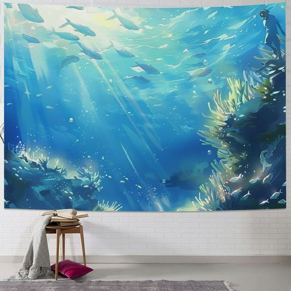 Patifu Fish Tapestry Wall Hanging Unique Style Graphic Tapestries Home Wall Decor Art for Living Room Bedroom Apartment Farmhouse Dorm 60x50inch