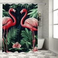 thumbnail image 1 of Patifu Flamingos Jungle Art Deco Shower Curtain with Hooks 36"x72, 1 of 7