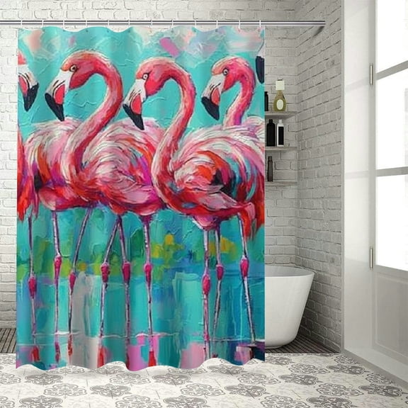 Patifu Flamingos Shower Curtain for Bathroom Decoration 100% Polyester Chic Modern Bathroom Decor with Hooks 60"x72