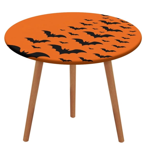 Patifu Flock Of Bats Orange Solid Background Table Cloth, Waterproof Oil-Proof, Wipeable Spill-Proof Table Cover for Dining Table, Heavy Duty Durable Tablecloth for Kitchen, Party, Picnic, Home Decor