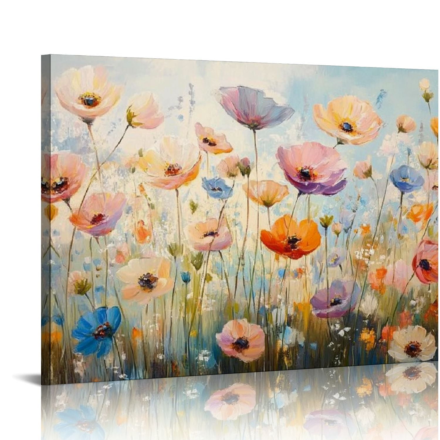 Patifu Floral Canvas Wall Art Colorful Poppies Flower Painting on ...