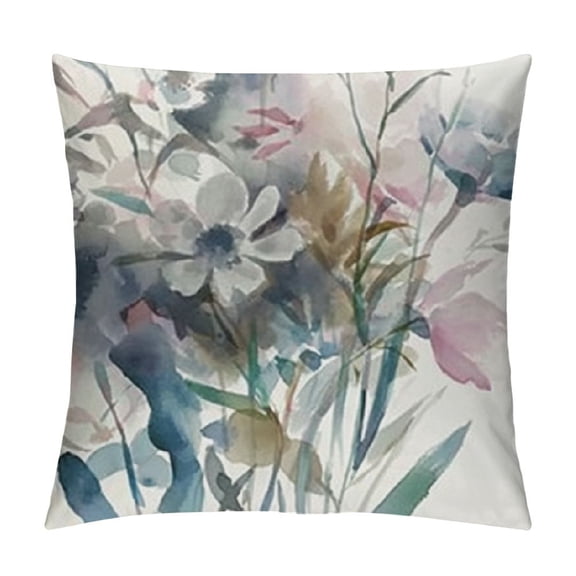 Patifu Floral Throw Pillow Covers   Vintage Watercolor Flower Decorative Pillow Covers Ink Art Style Soft Square Pillowcases for Home Sofa Living Room Bedroom Outdoor 12x12in