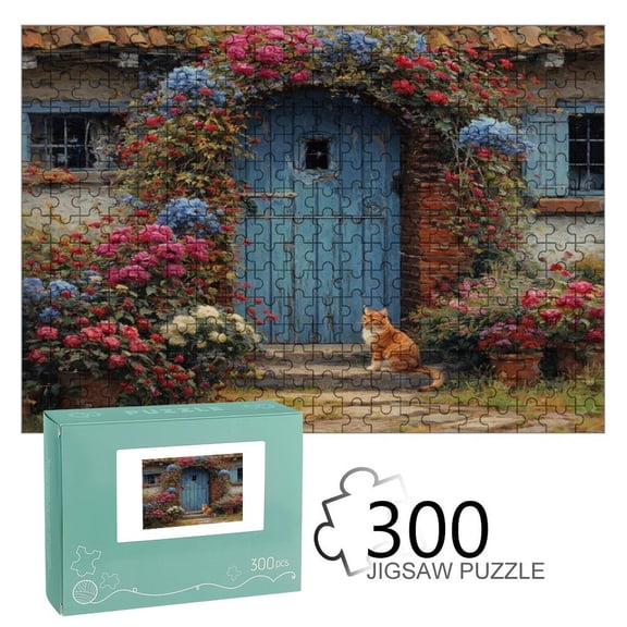 Patifu Flower Arch Door And Ginger Wooden Jigsaw Puzzle, HD Printed Art Puzzle, Interactive Family Game, Wall Decor for Bedroom Living Room, Eduional, Fun Gift for Adults and Family