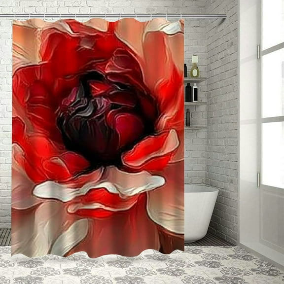 Patifu Flower Bright Center Chic Modern Bathroom Decor Shower Curtain Set with Hooks 36"x72