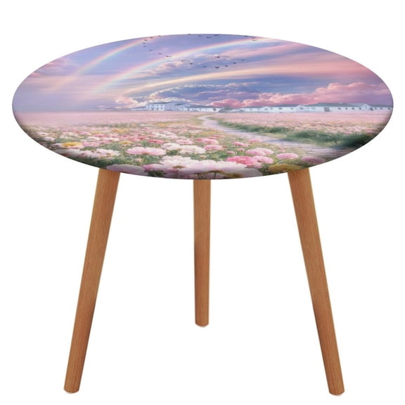 Patifu Flower Town Under The Rainbow Waterproof Oil-Proof Table Cloth, Wipeable Spill-Proof Table Cover for Dining Table, Heavy Duty Durable Tablecloth for Kitchen, Party, Picnic, Home Decor
