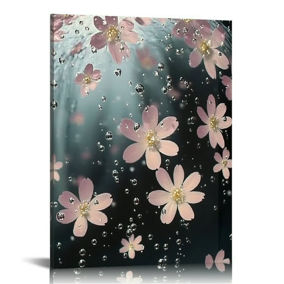 Patifu Flowers Bubbles Water Canvas Wall Art Home Decor 16x20 12x16 in