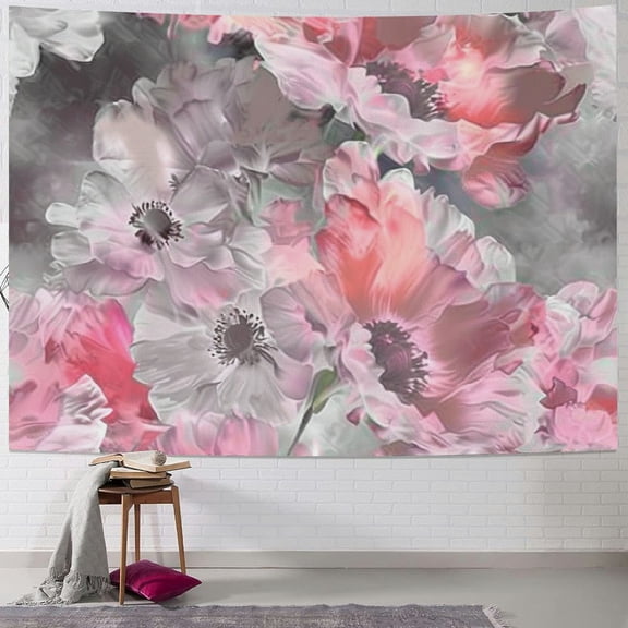 Patifu Flowers Pink Tapestry Wall Hanging Unique Style Graphic Tapestries Home Wall Decor Art for Living Room Bedroom Dorm 4 Sizes Available 40x30inch