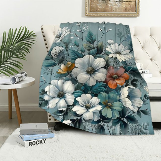 Patifu Flowers Theme Warm Lightweight Soft Fleece Blanket for All