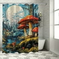 thumbnail image 1 of Patifu Forest Mushrooms Moon Bathroom Shower Curtain Set with Hooks 69"x72, 1 of 7
