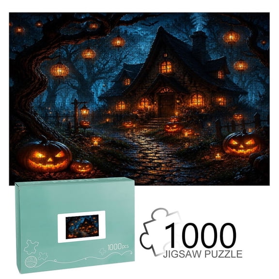 Patifu Forest Witch Stone Cottage Wooden Jigsaw Puzzle, HD Printed Art Puzzle, Interactive Family Game, Wall Decor for Bedroom Living Room, Educational, Fun Gift for Adults and Family,