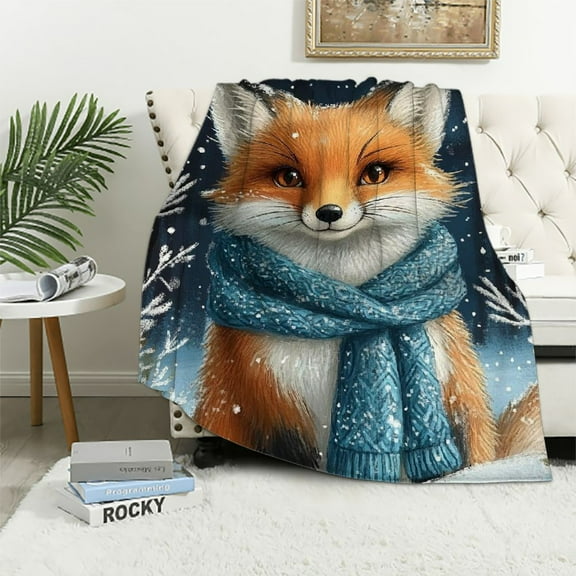 Patifu Fox Throw Blanket Ultra Soft Warm Flannel Cute Fox Blanket Fox Lovers Blankets Lightweight Fuzzy Decor Gifts for Women Men Girls Boys 50x60in