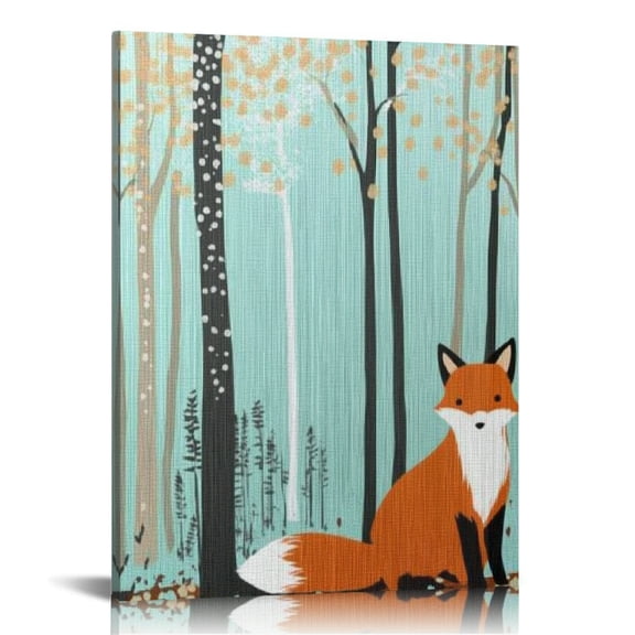 Patifu Fox Woods Art Modern Canvas Prints Wall Decor for Home Office 12x16 in