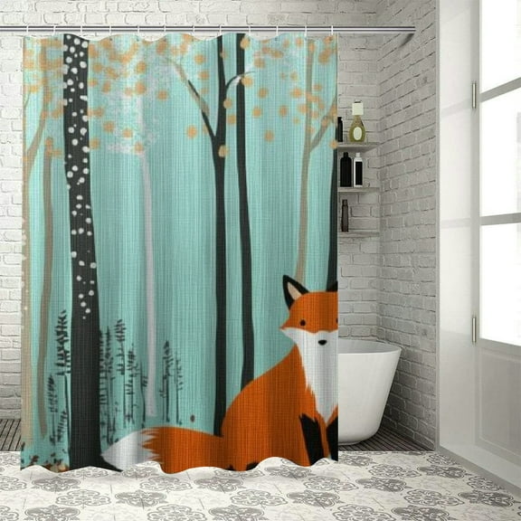 Patifu Fox Woods Washable Shower Curtain 100% Polyester Home Bathroom Decoration with Hooks 36"x72