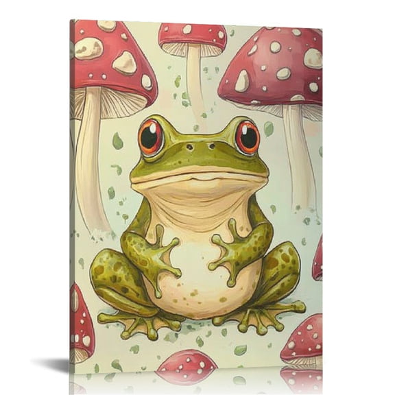 Patifu Frog Toad Mushrooms Canvas Wall Art Home Decor 16x20 16x20 in