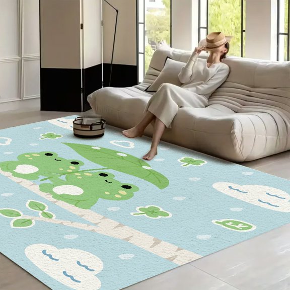 Patifu Frogs Leaf Umbrella Branch NonSlip Indoor Floor Carpet NonSlip Indoor Floor Carpet for Bedroom Living Room Dining & Hallway Decoration