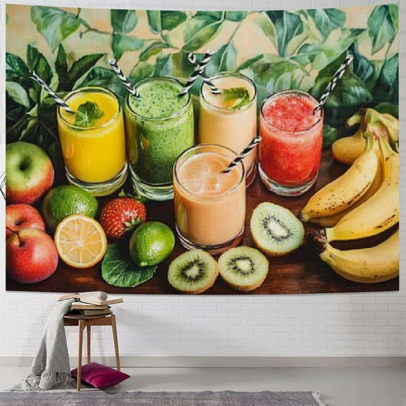 Patifu Fruit Drinks Tapestry Wall Hanging Unique Style for Home Wall Decor Art in Living Room Bedroom Dorm 40x30inch
