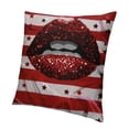 thumbnail image 1 of Patifu Glitter Lips Biting Sexy Red Black White Stripes Farmhouse Decorative Throw Pillow Covers for Sofa Couch Home Decoration  20x20in, 1 of 5