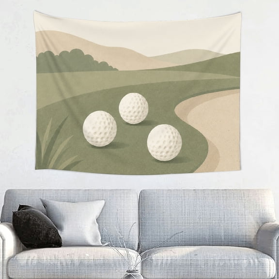 Patifu Golf Dad Clubs Bag Vintage Printed Polyester Tapestry Wall Hanging for Bedroom Living Room Dorm Office Home Decor 40*30in