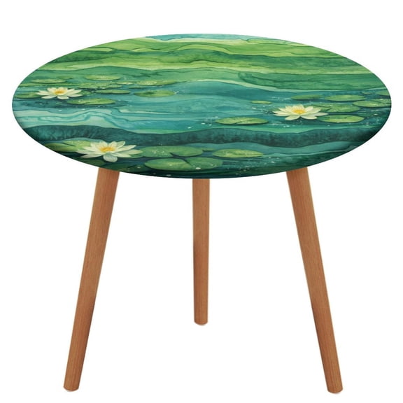 Patifu Green-Blue Water Lilies Waterproof Oil-Proof Table Cloth, Wipeable Spill-Proof Table Cover for Dining Table, Heavy Duty Durable Tablecloth for Kitchen, Party, Picnic, Home Decor