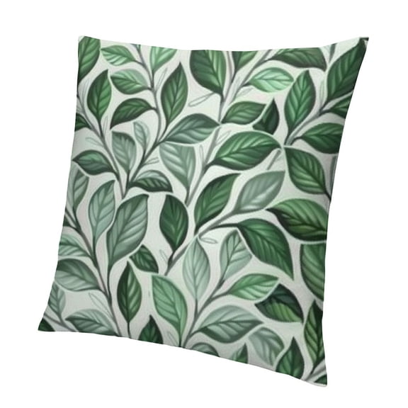 Patifu Green Leaves Throw Pillow Cover Sage Green Decorative Pillow Cases Outdoor Cushion Covers for Sofa Couch Bed Chair Living Room Home Decor 12x12in