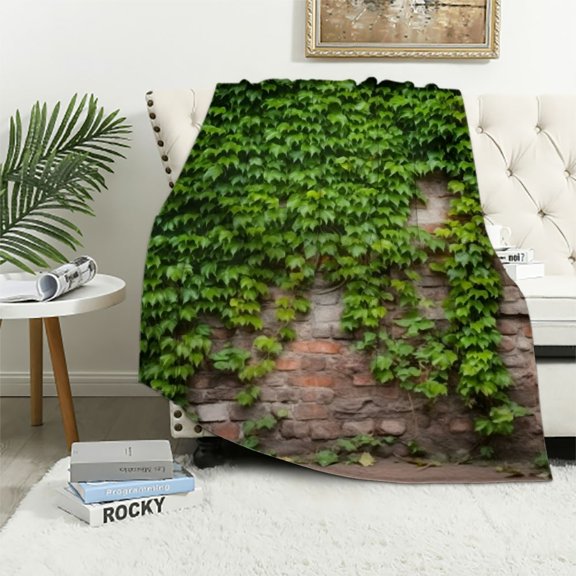 Patifu Green Plants Vines Warm Lightweight Fleece Blanket Soft Throw Blanket Living Rooms Sofa Decor Cow Gifts All Seasons 60x80in