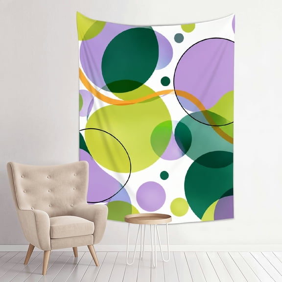 Patifu Green Purple Circles Abstract Vertical Polyester Wall Hanging Tapestry for Bedroom Living Room Dorm 30*40in