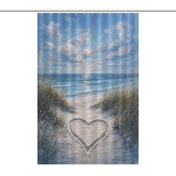 Patifu Heart in The Sand Modern Bathroom Shower Curtain, Waterproof and Mildew-proof, Thickened Wet and Dry Separate Shower Curtain,
