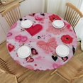 thumbnail image 1 of Patifu Hearts Theme Round Tablecloth, Stain-Resistant and Washable, Ideal for Indoor and Outdoor Dining, 100% Polyester Full Width Single-Sided Printing, Table Cover - Various Sizes Available 46"-50, 1 of 8