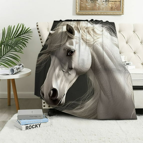 Patifu Horse Theme Soft Fleece Blanket Lightweight All Seasons Blanket for Living Rooms Sofa Decor Cow Gifts Various Sizes 60x80in