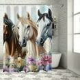thumbnail image 1 of Patifu Horses Flowers Digital Painting Shower Curtain Set 100% Polyester Bathroom Shower Curtain with Hooks 69"x72, 1 of 7