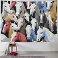 thumbnail image 1 of Patifu Horses Group Pattern Tapestry Wall Hanging Unique Style Graphic Tapestries Home Wall Decor Art for Living Room Bedroom Apartment Farmhouse Dorm 50x40inch, 1 of 6
