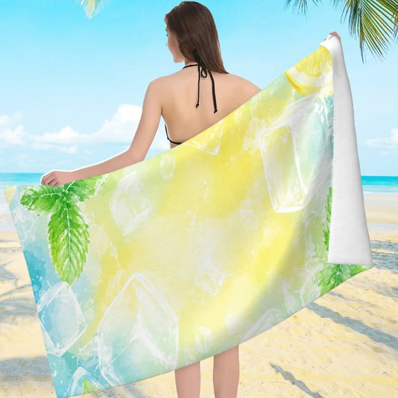 Patifu Icy Lemon Travel Beach Towel - Ultra-Soft Microfiber Machine Washable, Beach Pool Great Gift