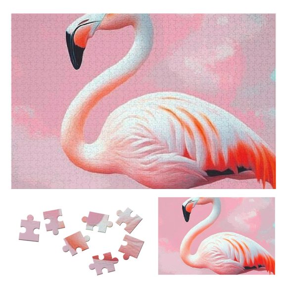 Patifu Impossible Wooden Puzzles Flamingo Gift for Family Friends Premium Eco-Friendly Wood 1000 PCS