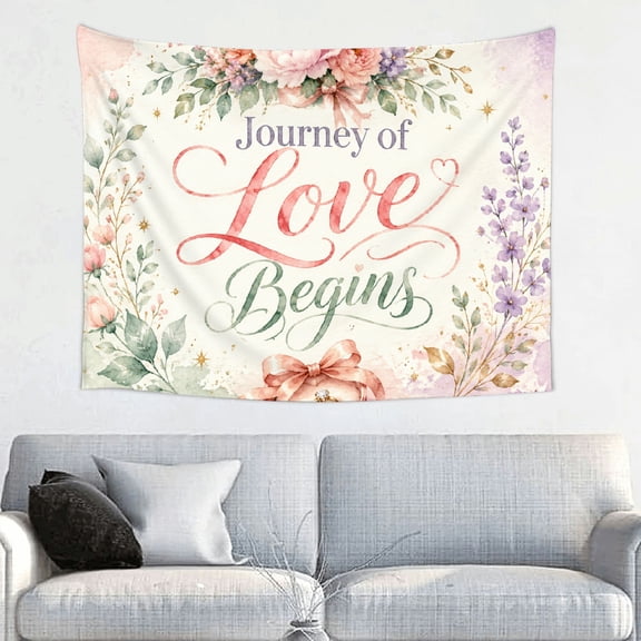 Patifu Journey of Love Begins Ring Box Polyester Tapestry Wall Hanging for Bedroom Living Room Dorm Decor 40*30in