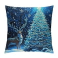 thumbnail image 1 of Patifu Kids Christmas Throw Pillow Covers Soft Christmas Tree Pillow Cases Cushion Covers for Boys Girls Cute Deer Xmas Theme Snowflake Throw Pillowcases Blue Glitter Cushion Cases 18x18in, 1 of 5