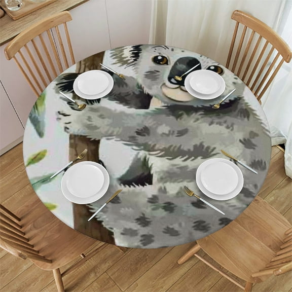 Patifu Koala Bear Leaves Round Tablecloth Stain-Resistant Washable for Indoor Outdoor Restaurants Weddings Parties Home Kitchen Decoration 42"-46