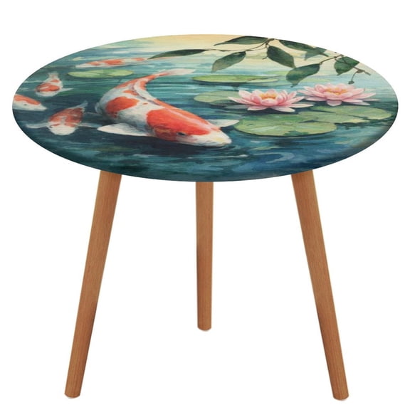 Patifu Koi Fish Among Water Lilies Table Cloth, Waterproof Oil-Proof, Wipeable Spill-Proof Table Cover for Dining Table, Heavy Duty Durable Tablecloth for Kitchen, Party, Picnic, Home Decor,