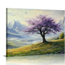 Patifu Large Canvas Wall Art for Living Room Wall Decor for Bedroom Abstract Scenery Wall Paintings Purple Tree Pictures Artwork Modern Office Decorations Ready to Hang 20x16in