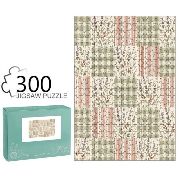 Patifu Lavender Plaid Patchwork Pattern Jigsaw Puzzle for Adults,Precision‑Cut Cardboard Puzzle with Reference Poster for Relaxation,Family Game and Gift‑Ready