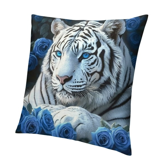 Patifu Leopard Throw Pillow Covers,Blue Rose Pillow Covers,Leopard Printed Cushion Covers,Wild Animal Theme Decorative Pillow Covers for Home Office Sofa Couch Bed,Blue Black 22x22in
