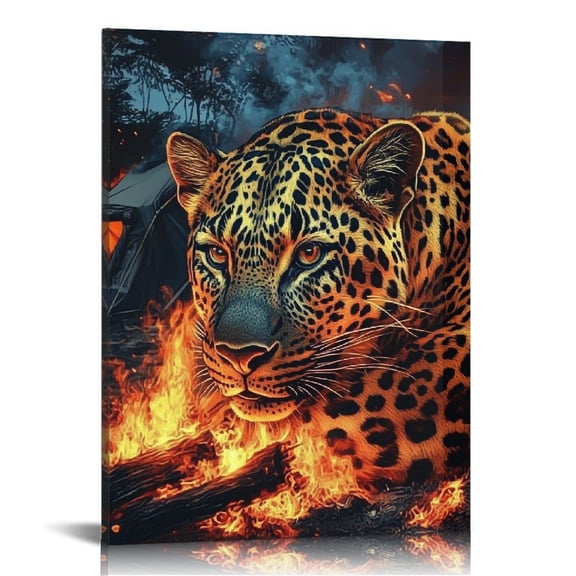 Patifu Leopard Wall Decor Canvas Art Print for Living Room Bedroom Home Office, High Resolution Handmade Artwork, Waterproof and Tear Resistant, Set of 4 12x16 in