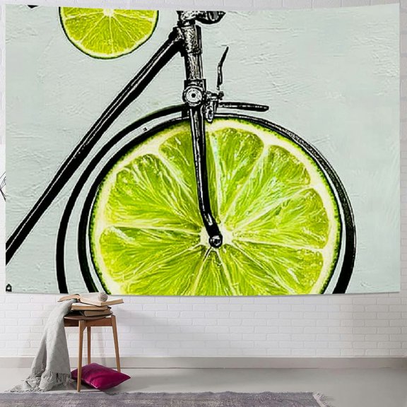 Patifu Lime Slice Tapestry Wall Hanging Unique Design Graphic Tapestries Home Wall Decor Art for Living Room Bedroom Apartment Farmhouse Dorm 50x40inch