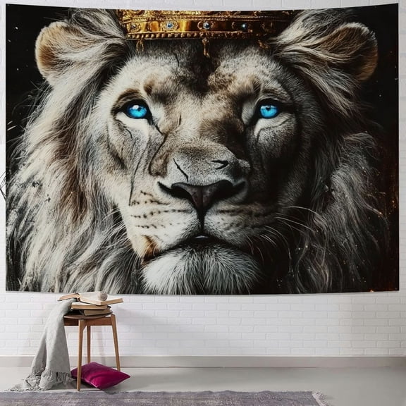 Patifu Lion Crown Blue Eye Tapestry Wall Hanging Unique Style Home Wall Decor Art for Living Room Bedroom Dorm 40x30inch